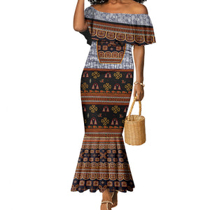 Cameroon Toghu Ethnic Heritage Mermaid Dress Traditional Bamenda Embroidery Style - African Tribal Motifs