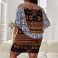 Cameroon Toghu Ethnic Heritage Off Shoulder Short Dress Traditional Bamenda Embroidery Style - African Tribal Motifs