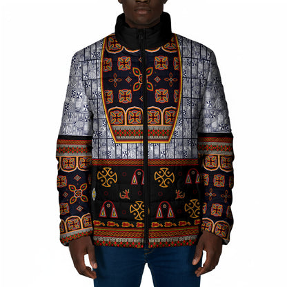 Cameroon Toghu Ethnic Heritage Padded Jacket Traditional Bamenda Embroidery Style - African Tribal Motifs