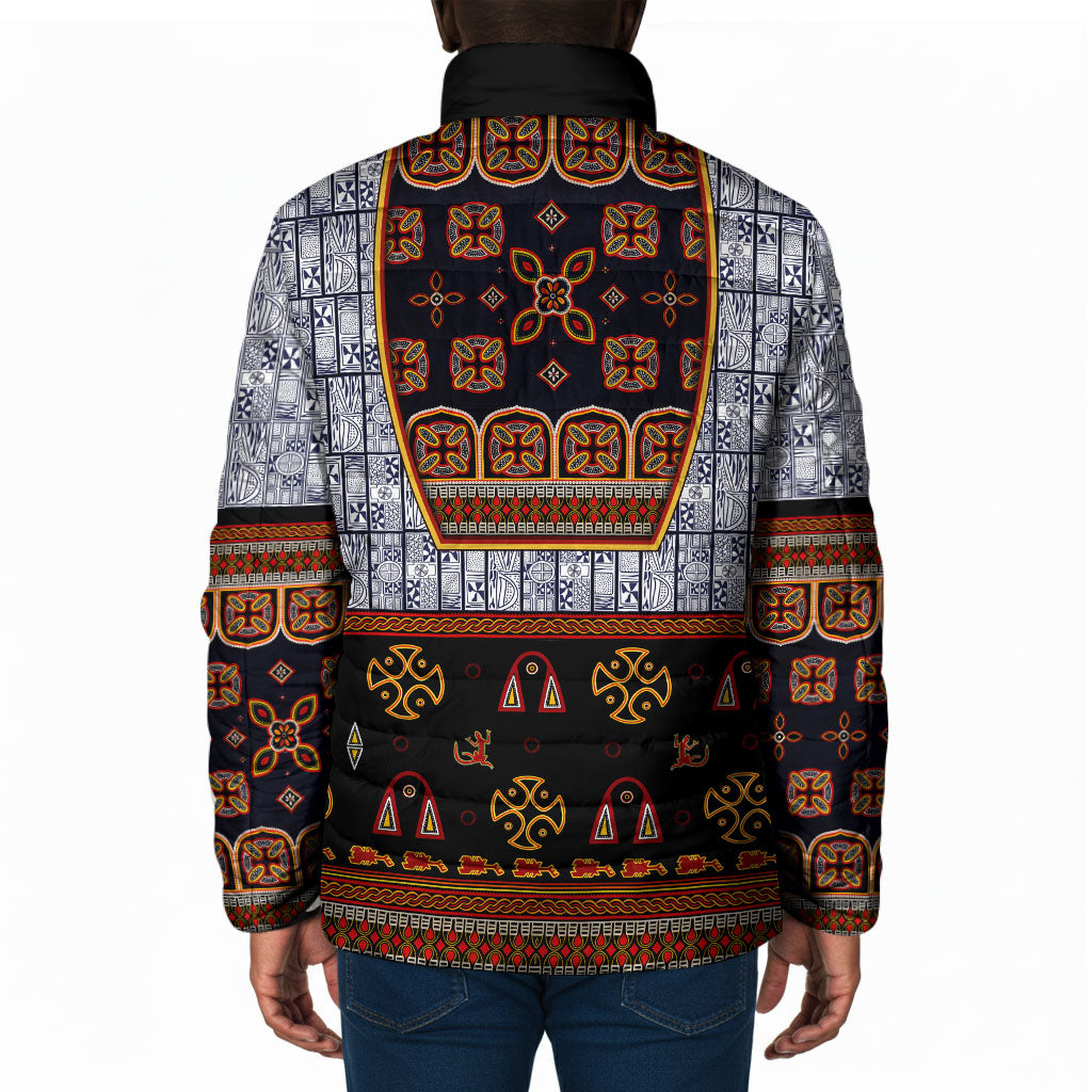 Cameroon Toghu Ethnic Heritage Padded Jacket Traditional Bamenda Embroidery Style - African Tribal Motifs