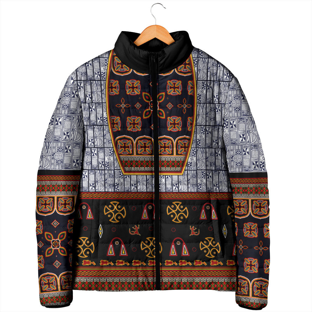Cameroon Toghu Ethnic Heritage Padded Jacket Traditional Bamenda Embroidery Style - African Tribal Motifs