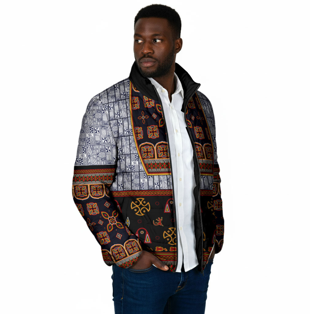 Cameroon Toghu Ethnic Heritage Padded Jacket Traditional Bamenda Embroidery Style - African Tribal Motifs