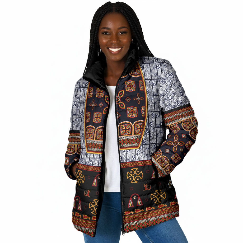 Cameroon Toghu Ethnic Heritage Padded Jacket Traditional Bamenda Embroidery Style - African Tribal Motifs