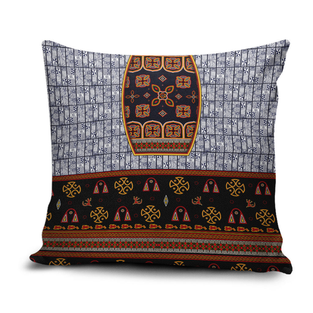 Cameroon Toghu Ethnic Heritage Pillow Cover Traditional Bamenda Embroidery Style - African Tribal Motifs