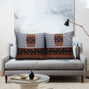 Cameroon Toghu Ethnic Heritage Pillow Cover Traditional Bamenda Embroidery Style - African Tribal Motifs