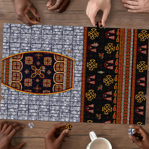 Cameroon Toghu Ethnic Heritage Puzzle Traditional Bamenda Embroidery Style - African Tribal Motifs