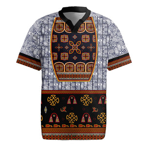 Cameroon Toghu Ethnic Heritage Rugby Jersey Traditional Bamenda Embroidery Style - African Tribal Motifs