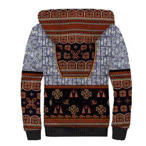 Cameroon Toghu Ethnic Heritage Sherpa Hoodie Traditional Bamenda Embroidery Style - African Tribal Motifs