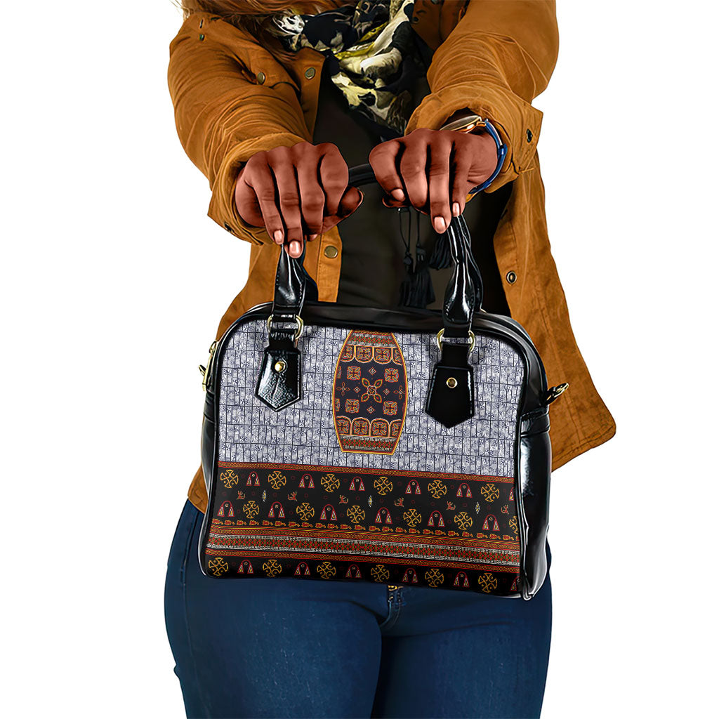 Cameroon Toghu Ethnic Heritage Shoulder Handbag Traditional Bamenda Embroidery Style - African Tribal Motifs