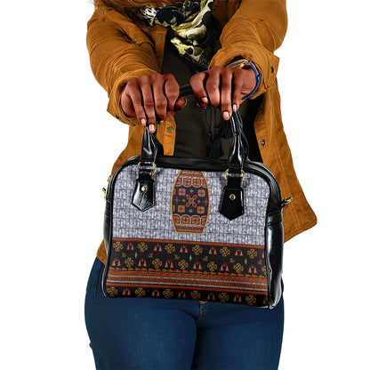 Cameroon Toghu Ethnic Heritage Shoulder Handbag Traditional Bamenda Embroidery Style - African Tribal Motifs