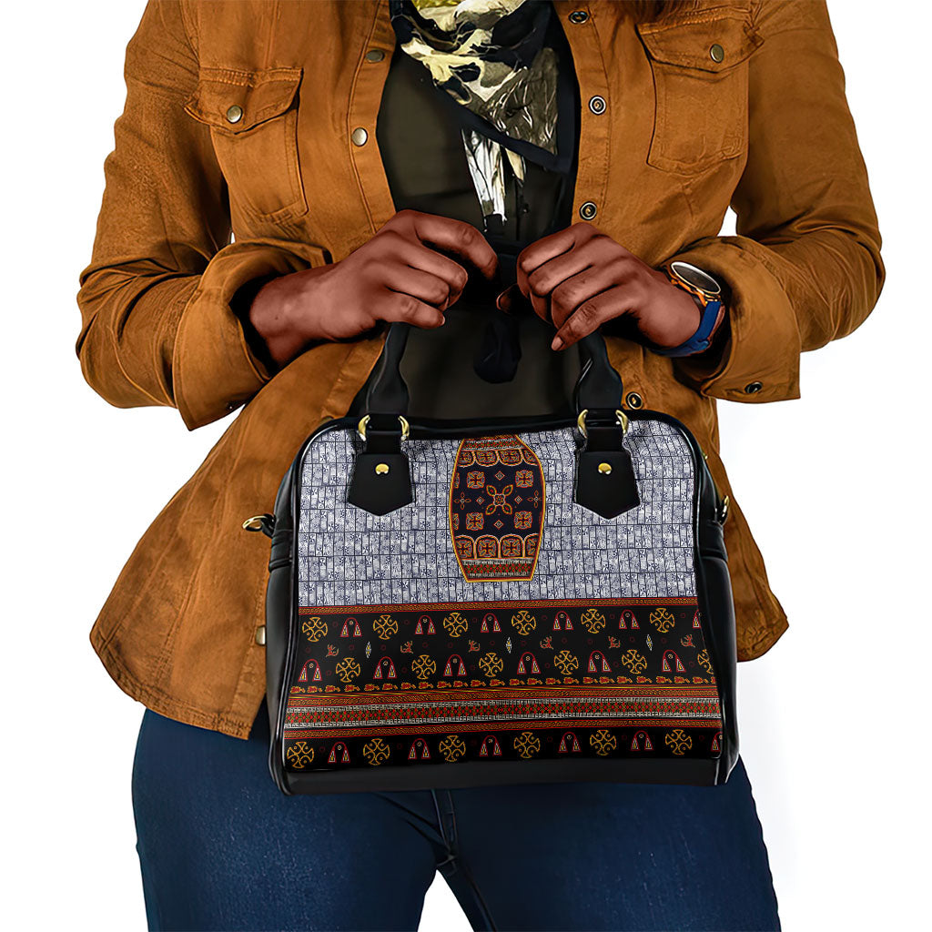 Cameroon Toghu Ethnic Heritage Shoulder Handbag Traditional Bamenda Embroidery Style - African Tribal Motifs