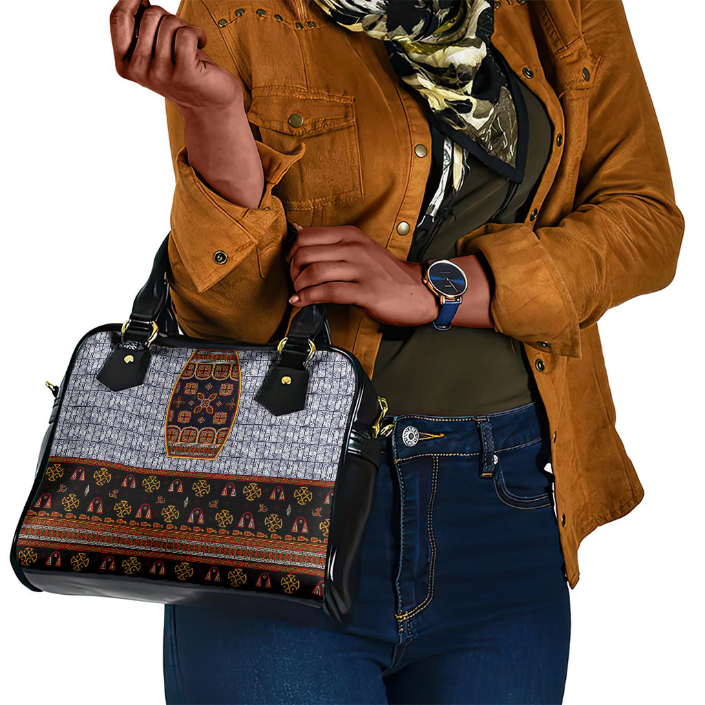 Cameroon Toghu Ethnic Heritage Shoulder Handbag Traditional Bamenda Embroidery Style - African Tribal Motifs