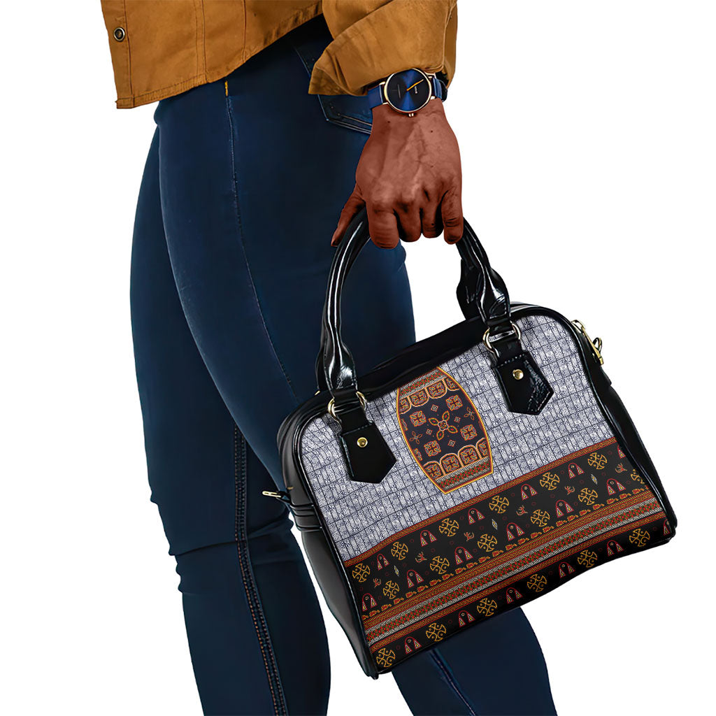 Cameroon Toghu Ethnic Heritage Shoulder Handbag Traditional Bamenda Embroidery Style - African Tribal Motifs