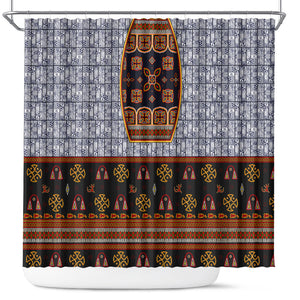 Cameroon Toghu Ethnic Heritage Shower Curtain Traditional Bamenda Embroidery Style - African Tribal Motifs