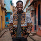 Cameroon Toghu Ethnic Heritage Sleeve Zip Bomber Jacket Traditional Bamenda Embroidery Style - African Tribal Motifs