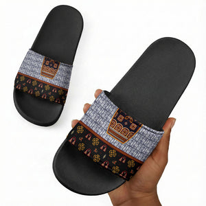 Cameroon Toghu Ethnic Heritage Slide Sandals Traditional Bamenda Embroidery Style - African Tribal Motifs
