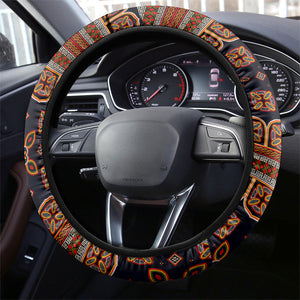 Cameroon Toghu Ethnic Heritage Steering Wheel Cover Traditional Bamenda Embroidery Style - African Tribal Motifs