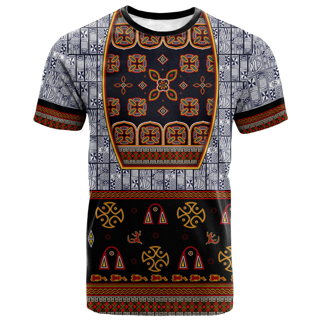 Cameroon Toghu Ethnic Heritage T shirt Traditional Bamenda Embroidery Style - African Tribal Motifs