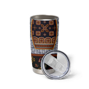 Cameroon Toghu Ethnic Heritage Tumbler Cup Traditional Bamenda Embroidery Style - African Tribal Motifs