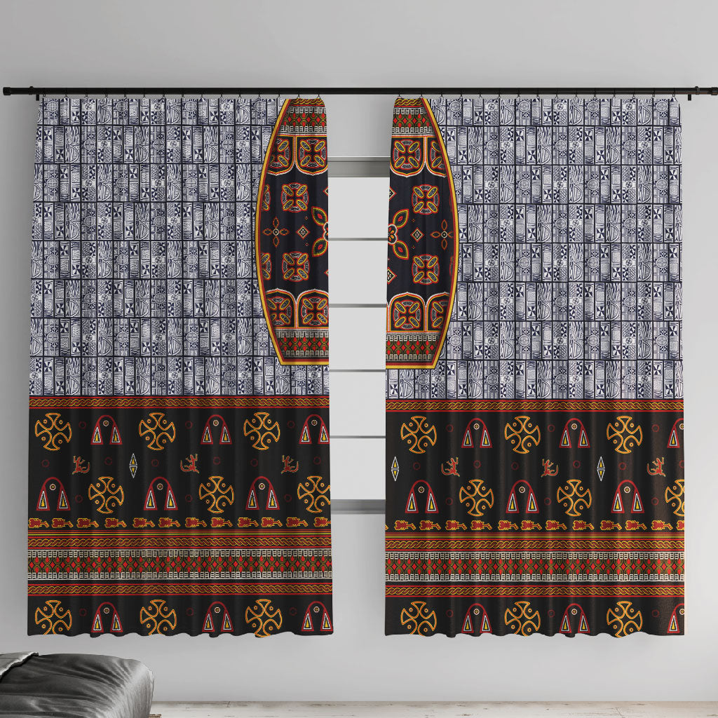 Cameroon Toghu Ethnic Heritage Window Curtain Traditional Bamenda Embroidery Style - African Tribal Motifs