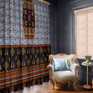 Cameroon Toghu Ethnic Heritage Window Curtain Traditional Bamenda Embroidery Style - African Tribal Motifs