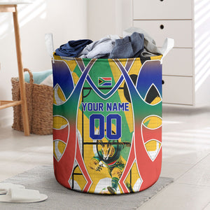 Personalized South Africa Football Springbok Laundry Basket Bafana Bafana Rainbow Nation Flag Colors