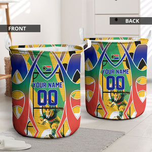 Personalized South Africa Football Springbok Laundry Basket Bafana Bafana Rainbow Nation Flag Colors