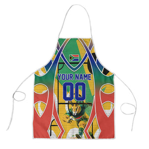 Personalized South Africa Football Springbok Apron Bafana Bafana Rainbow Nation Flag Colors