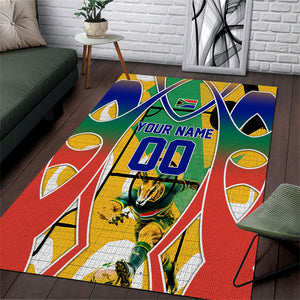 Personalized South Africa Football Springbok Area Rug Bafana Bafana Rainbow Nation Flag Colors