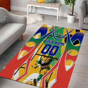 Personalized South Africa Football Springbok Area Rug Bafana Bafana Rainbow Nation Flag Colors