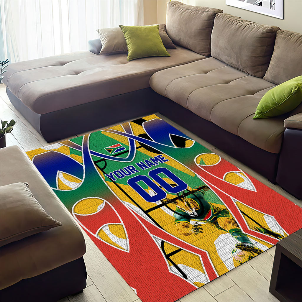 Personalized South Africa Football Springbok Area Rug Bafana Bafana Rainbow Nation Flag Colors