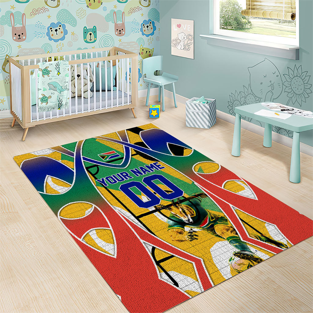 Personalized South Africa Football Springbok Area Rug Bafana Bafana Rainbow Nation Flag Colors