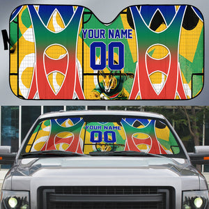 Personalized South Africa Football Springbok Auto Sun Shade Bafana Bafana Rainbow Nation Flag Colors