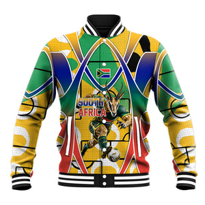 Personalized South Africa Football Springbok Baseball Jacket Bafana Bafana Rainbow Nation Flag Colors