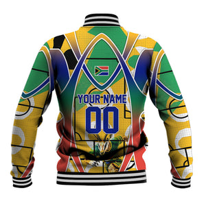Personalized South Africa Football Springbok Baseball Jacket Bafana Bafana Rainbow Nation Flag Colors