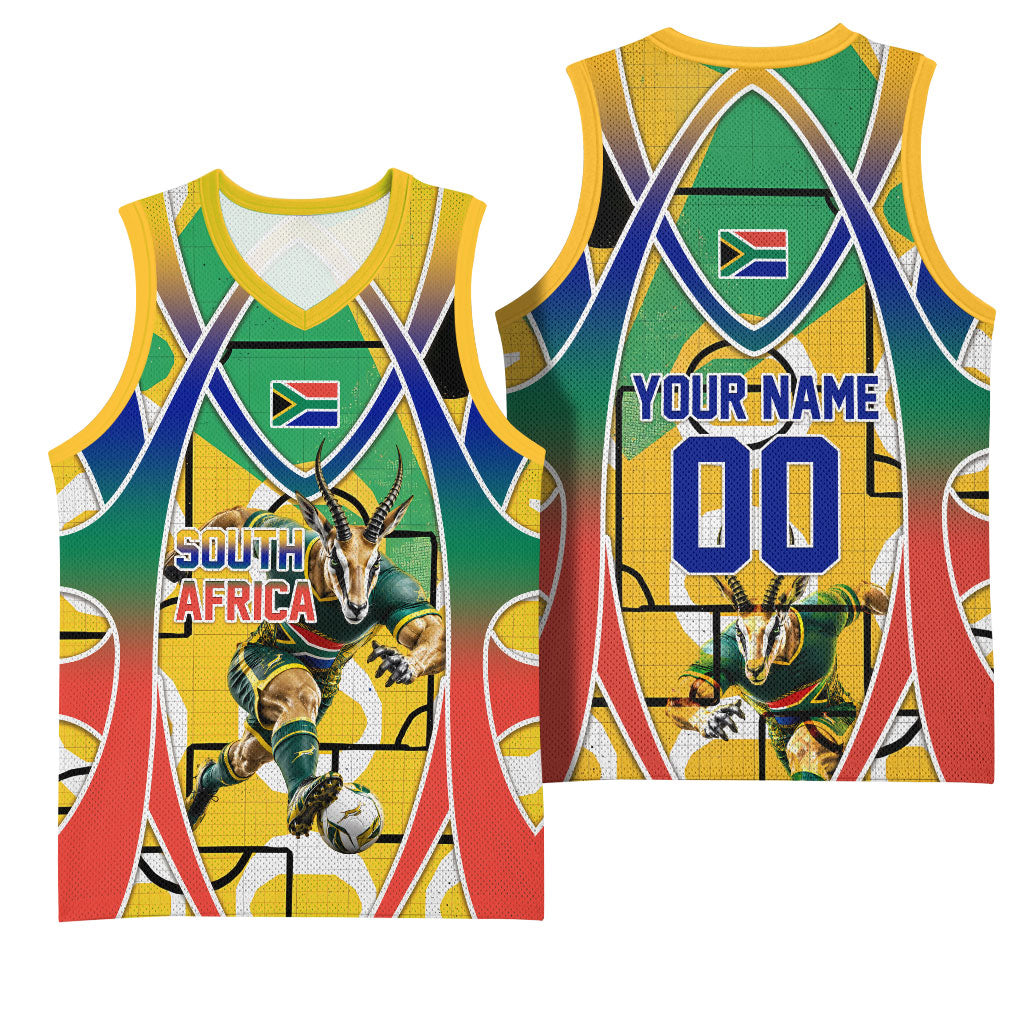 Personalized South Africa Football Springbok Basketball Jersey Bafana Bafana Rainbow Nation Flag Colors
