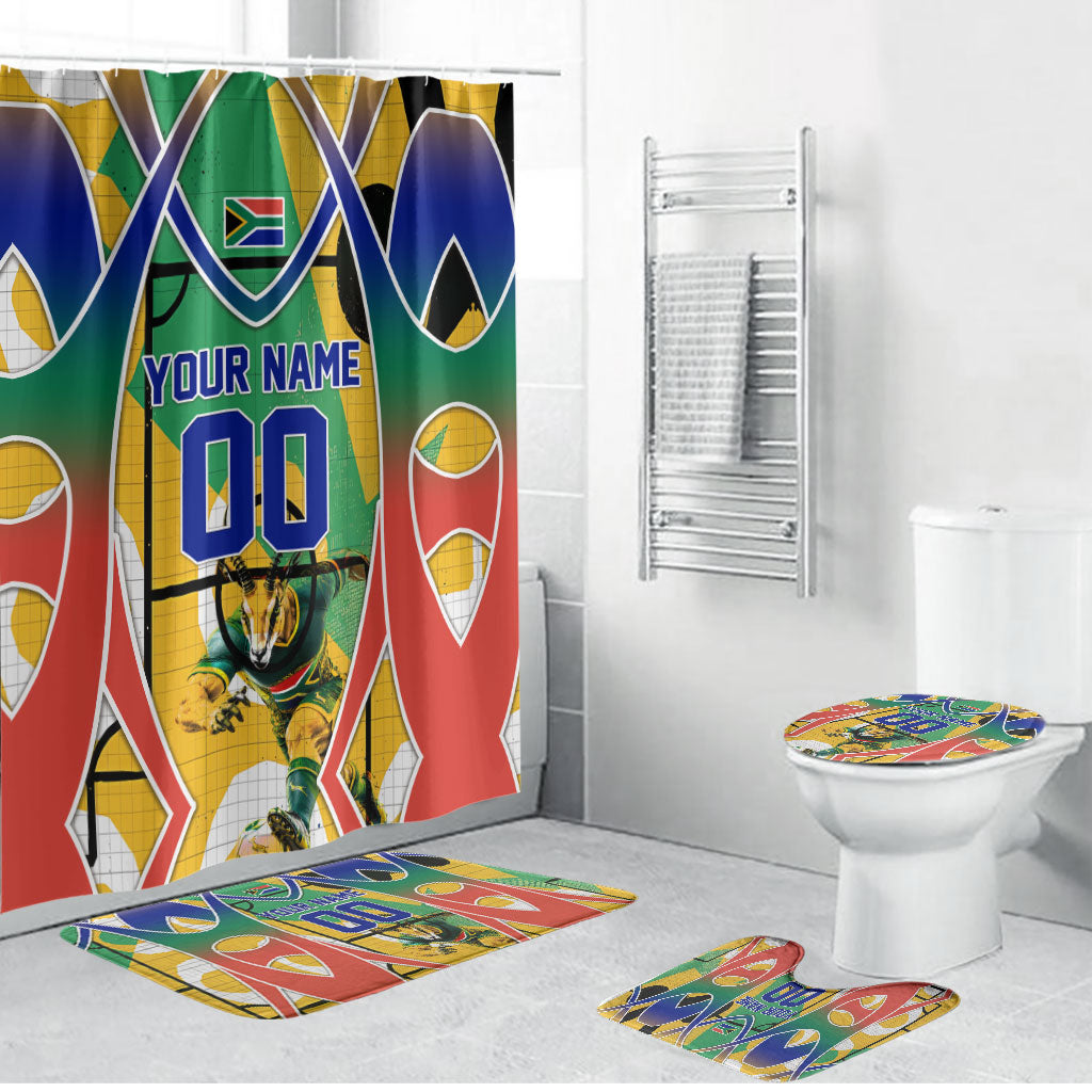 Personalized South Africa Football Springbok Bathroom Set Bafana Bafana Rainbow Nation Flag Colors