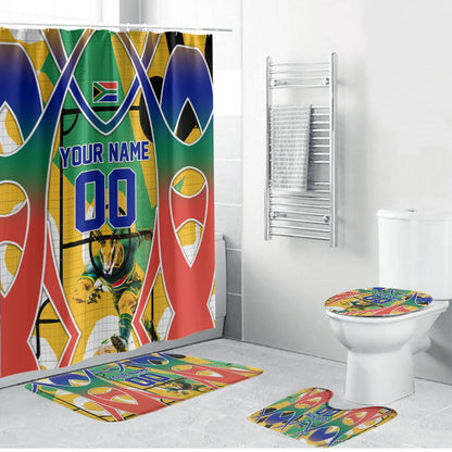 Personalized South Africa Football Springbok Bathroom Set Bafana Bafana Rainbow Nation Flag Colors