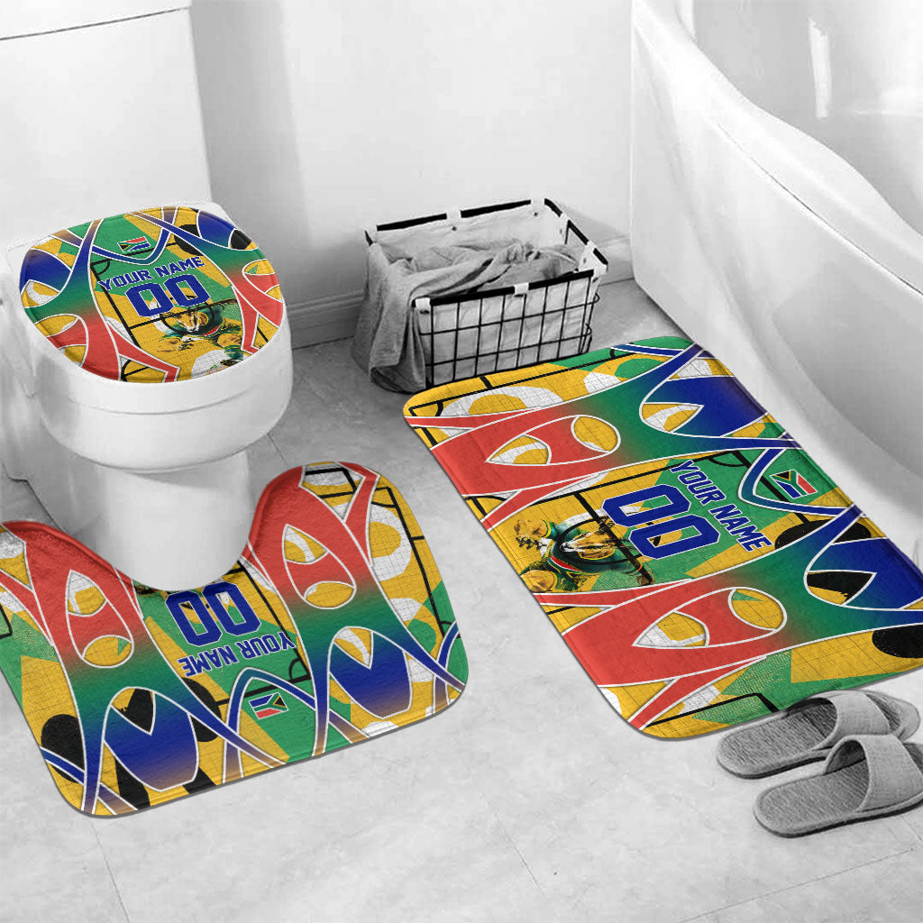 Personalized South Africa Football Springbok Bathroom Set Bafana Bafana Rainbow Nation Flag Colors