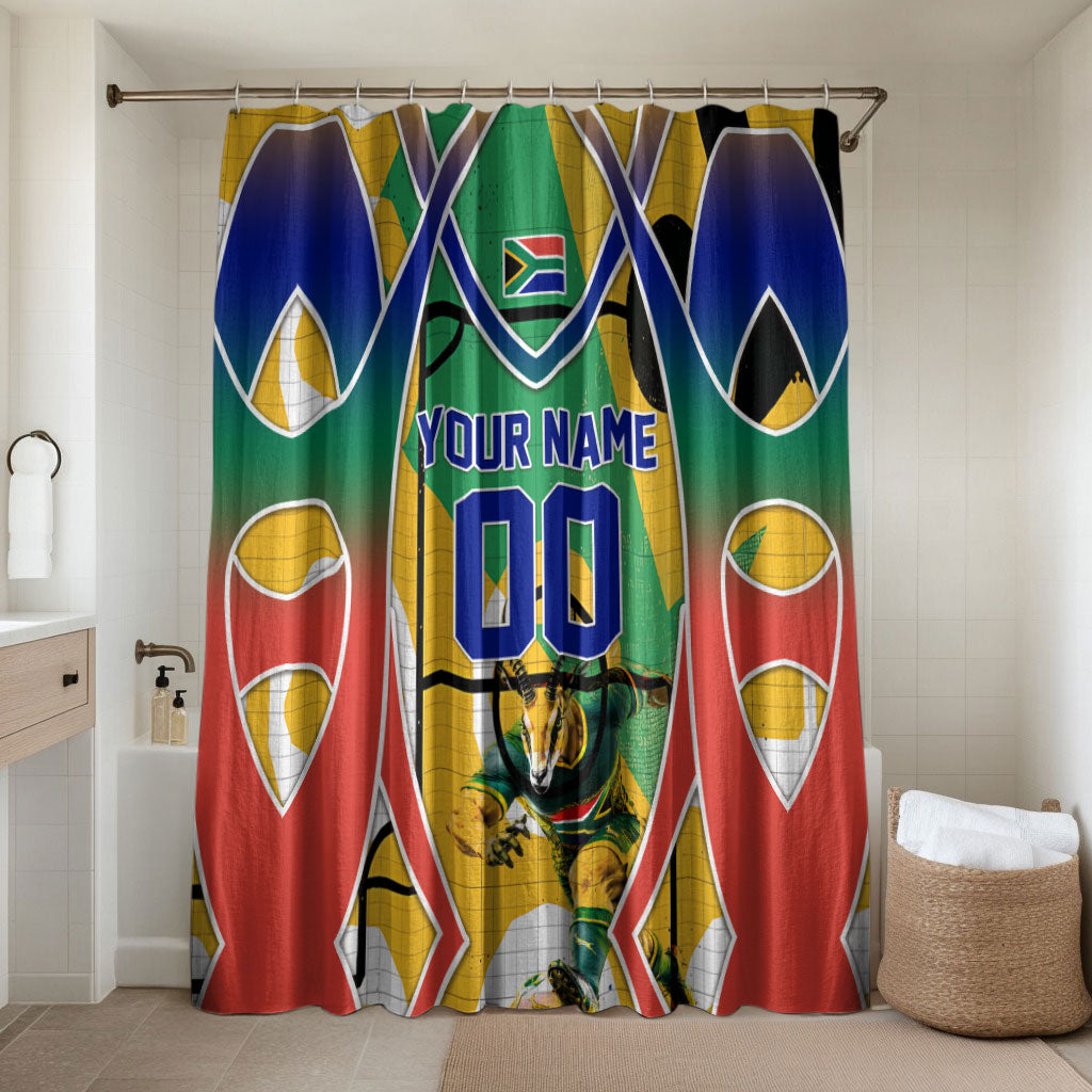 Personalized South Africa Football Springbok Bathroom Set Bafana Bafana Rainbow Nation Flag Colors