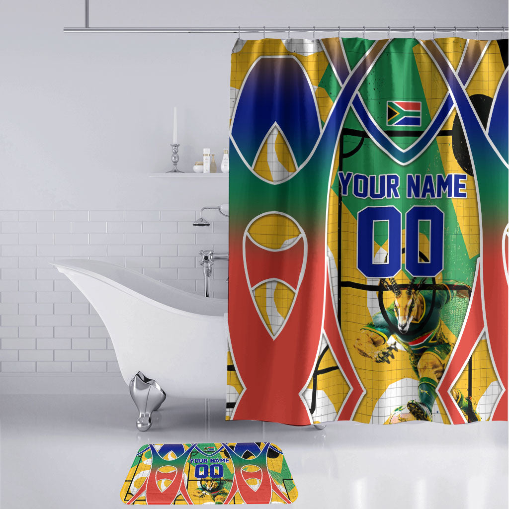 Personalized South Africa Football Springbok Bathroom Set Bafana Bafana Rainbow Nation Flag Colors