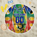 Personalized South Africa Football Springbok Beach Blanket Bafana Bafana Rainbow Nation Flag Colors