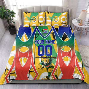 Personalized South Africa Football Springbok Bedding Set Bafana Bafana Rainbow Nation Flag Colors