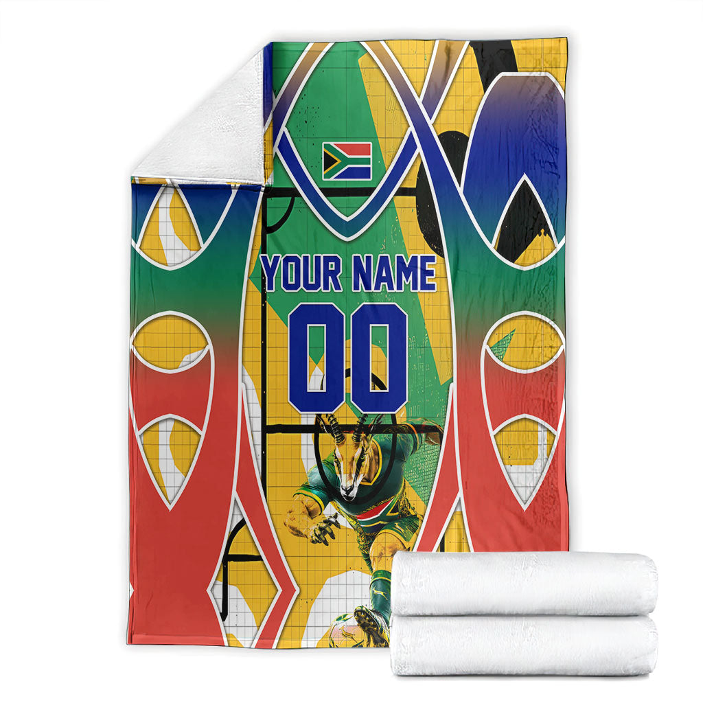 Personalized South Africa Football Springbok Blanket Bafana Bafana Rainbow Nation Flag Colors