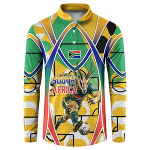 Personalized South Africa Football Springbok Button Sweatshirt Bafana Bafana Rainbow Nation Flag Colors