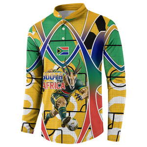 Personalized South Africa Football Springbok Button Sweatshirt Bafana Bafana Rainbow Nation Flag Colors