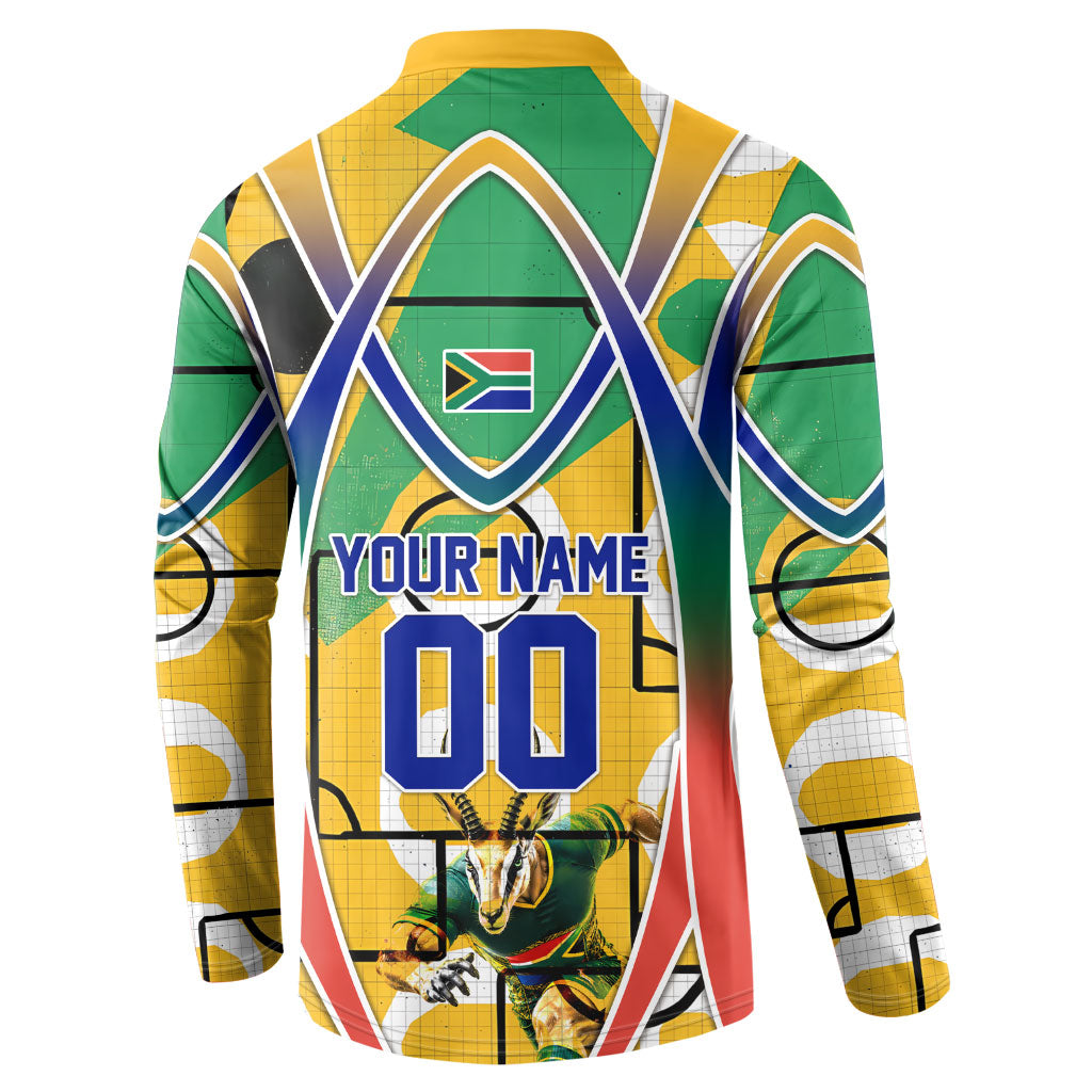 Personalized South Africa Football Springbok Button Sweatshirt Bafana Bafana Rainbow Nation Flag Colors