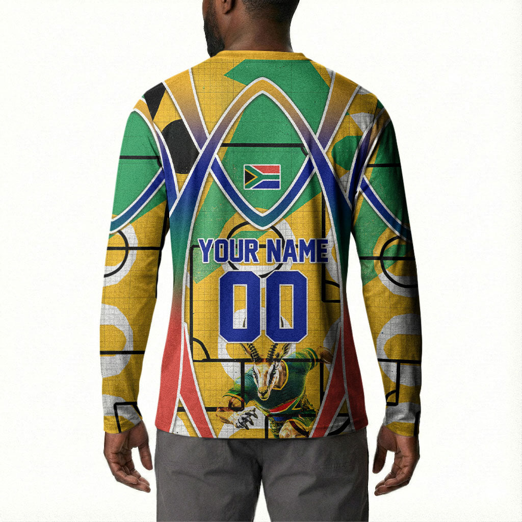 Personalized South Africa Football Springbok Button Sweatshirt Bafana Bafana Rainbow Nation Flag Colors