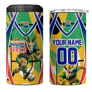 Personalized South Africa Football Springbok 4 in 1 Can Cooler Tumbler Bafana Bafana Rainbow Nation Flag Colors