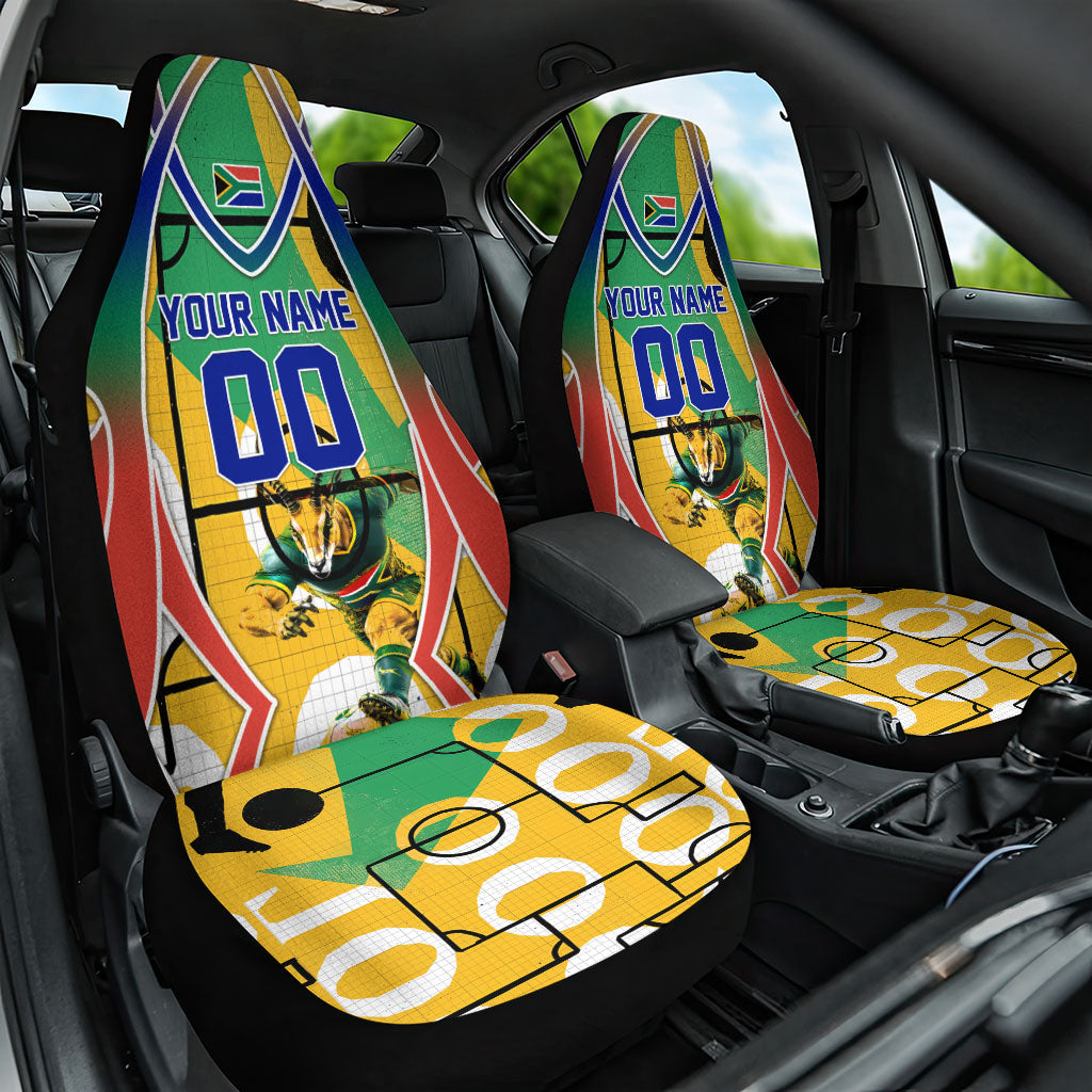 Personalized South Africa Football Springbok Car Seat Cover Bafana Bafana Rainbow Nation Flag Colors